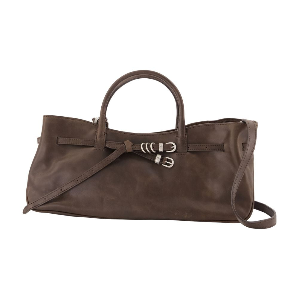 Marge Sherwood Leather with Hardware Bow Shoulder Bag — Brown by Marge Sherwood