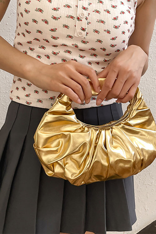 Margovil Metallic Ruched Faux Leather Funky Handbag by Margovil