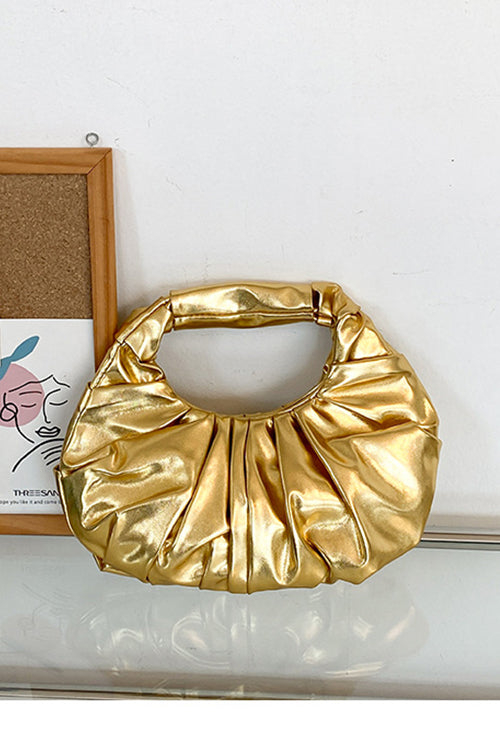 Margovil Metallic Ruched Faux Leather Funky Handbag, view 2