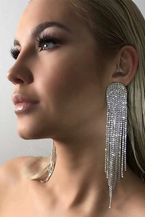 Margovil Sparkly Luxury Rhinestone Dangle Tassel Earrings by Margovil