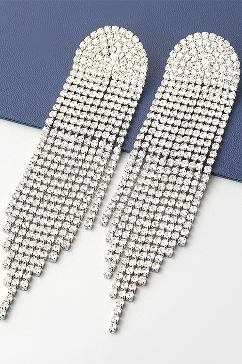 Margovil Sparkly Luxury Rhinestone Dangle Tassel Earrings, view 2