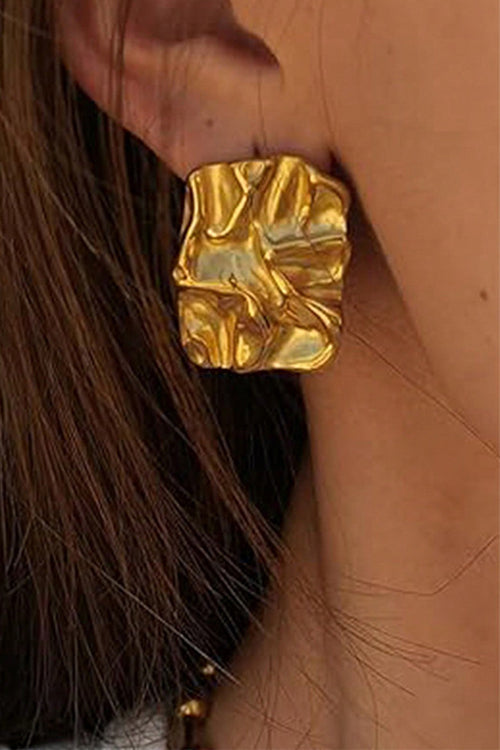 Margovil Textured Gold Rectangle Stud Earrings by Margovil