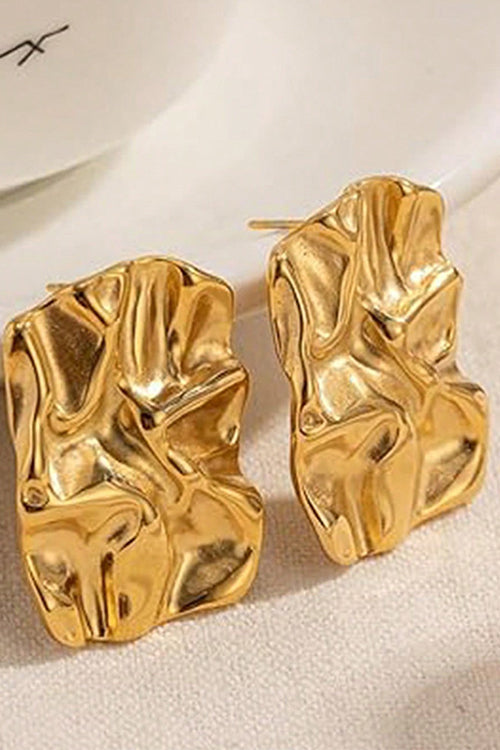 Margovil Textured Gold Rectangle Stud Earrings, view 2
