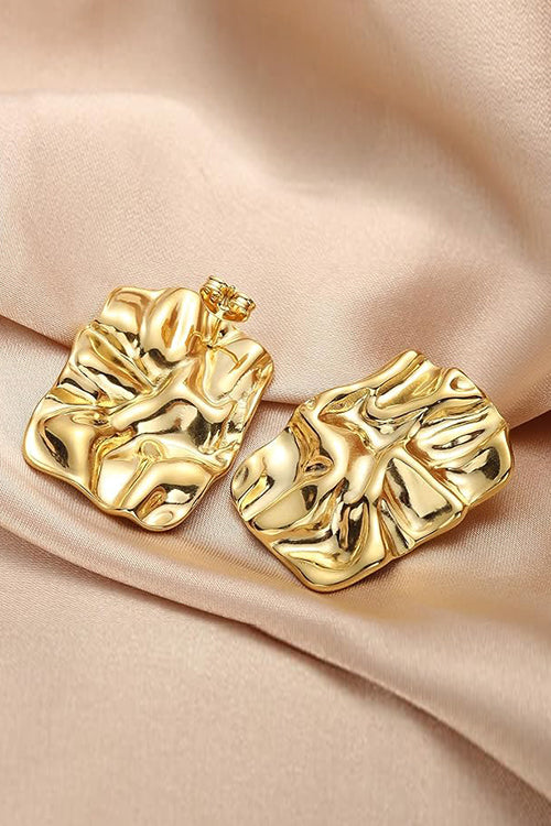 Margovil Textured Gold Rectangle Stud Earrings, view 3