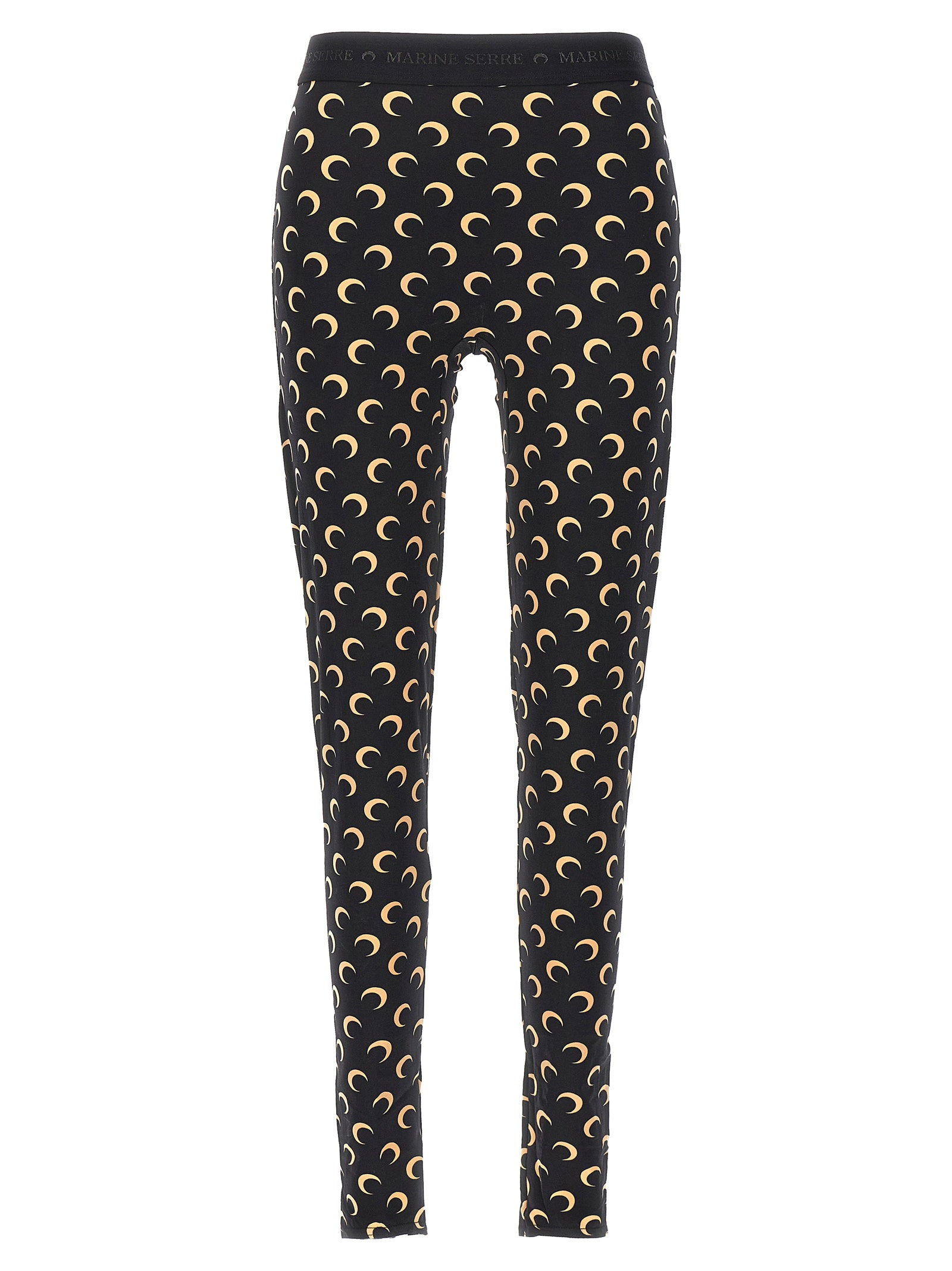 Marine Serre Moon-Printed Stretch Leggings — Black by Marine Serre