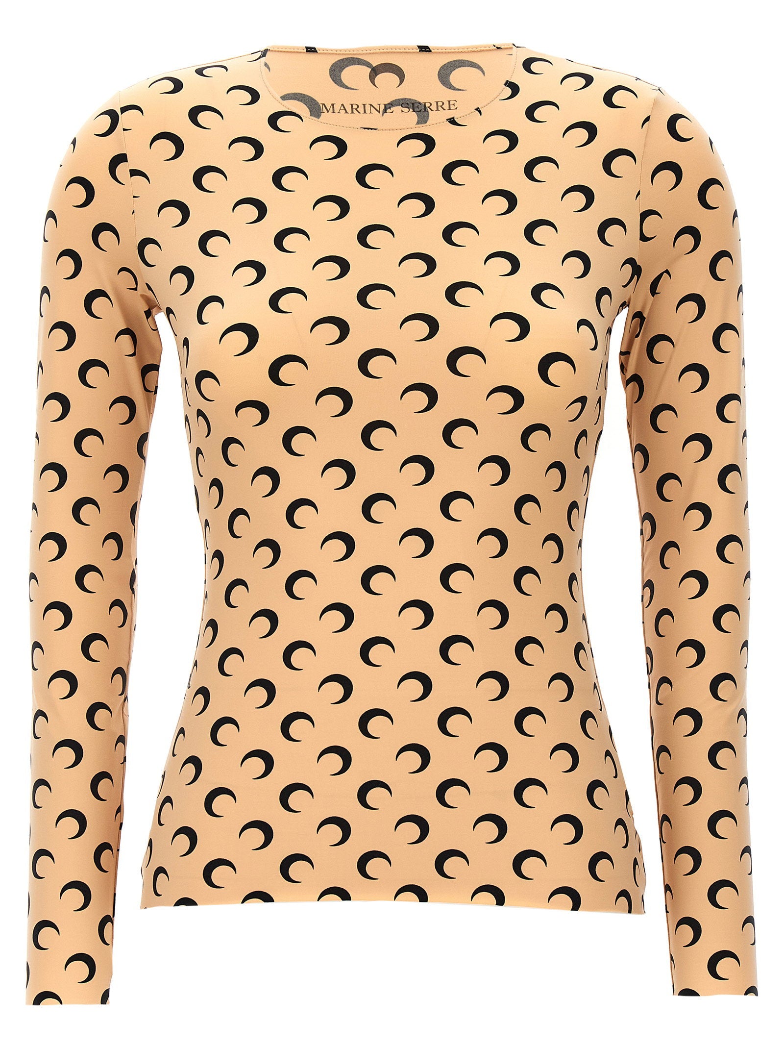Marine Serre Moon-Printed Jersey T-shirt — Beige by Marine Serre