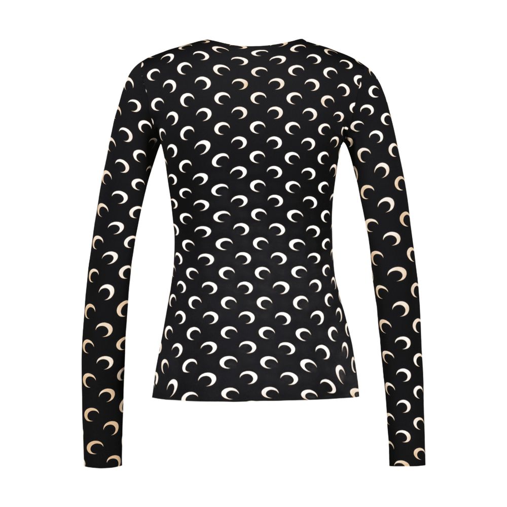 Marine Serre Moon-Pattern Jersey Crewneck T-Shirt — Black by Marine Serre