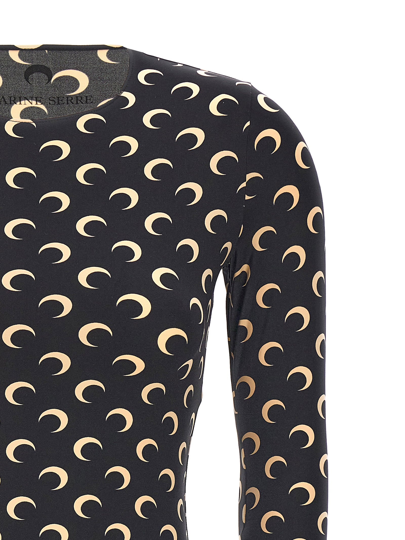 Marine Serre Moon-Printed Jersey T-shirt — Black, view 3
