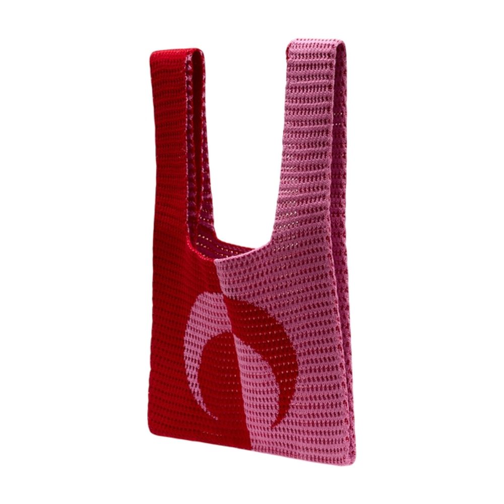 Marine Serre Crochet Colorblock Tote Bag — Red, view 2