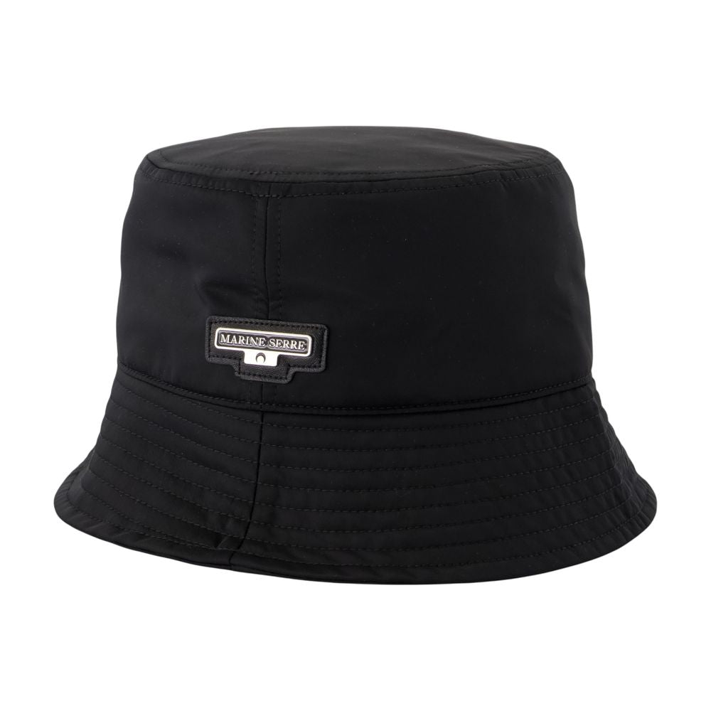 Marine Serre UHG065ACWOV0081-BK99 Satin Bucket Hat — Black by Marine Serre