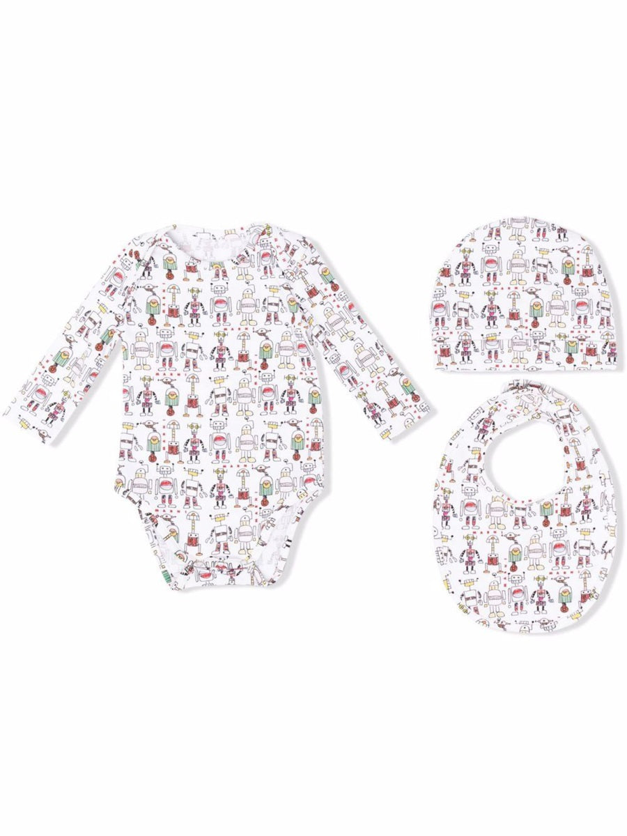 Marni Cotton Elastane Three-Piece Baby Set — White, view 4