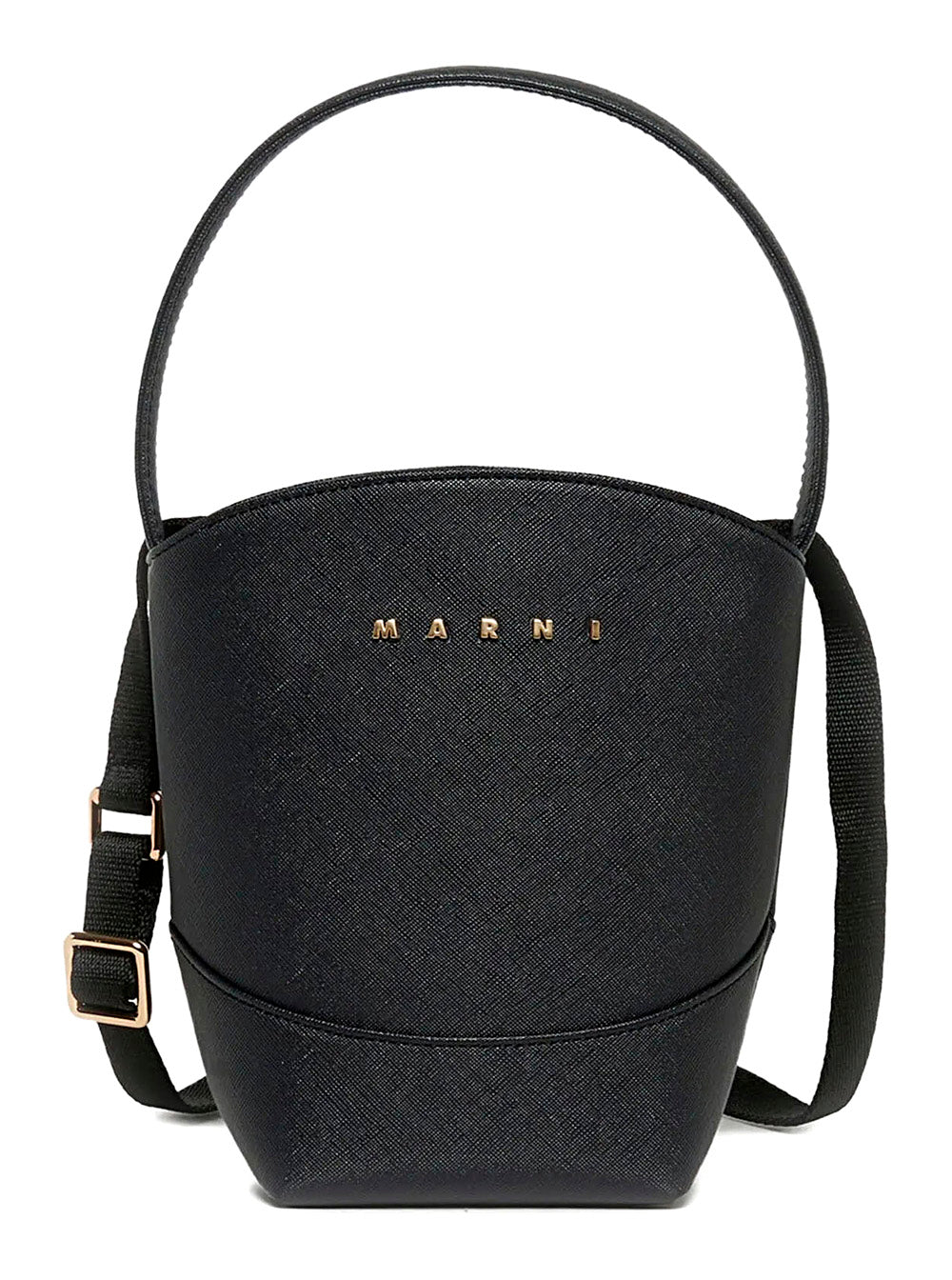 Marni Logo-Embellished Saffiano Crossbody Bag — Black by Marni