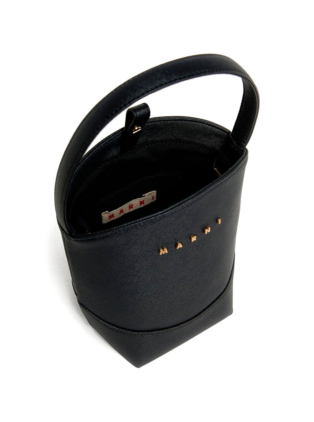 Marni Logo-Embellished Saffiano Crossbody Bag — Black, view 3