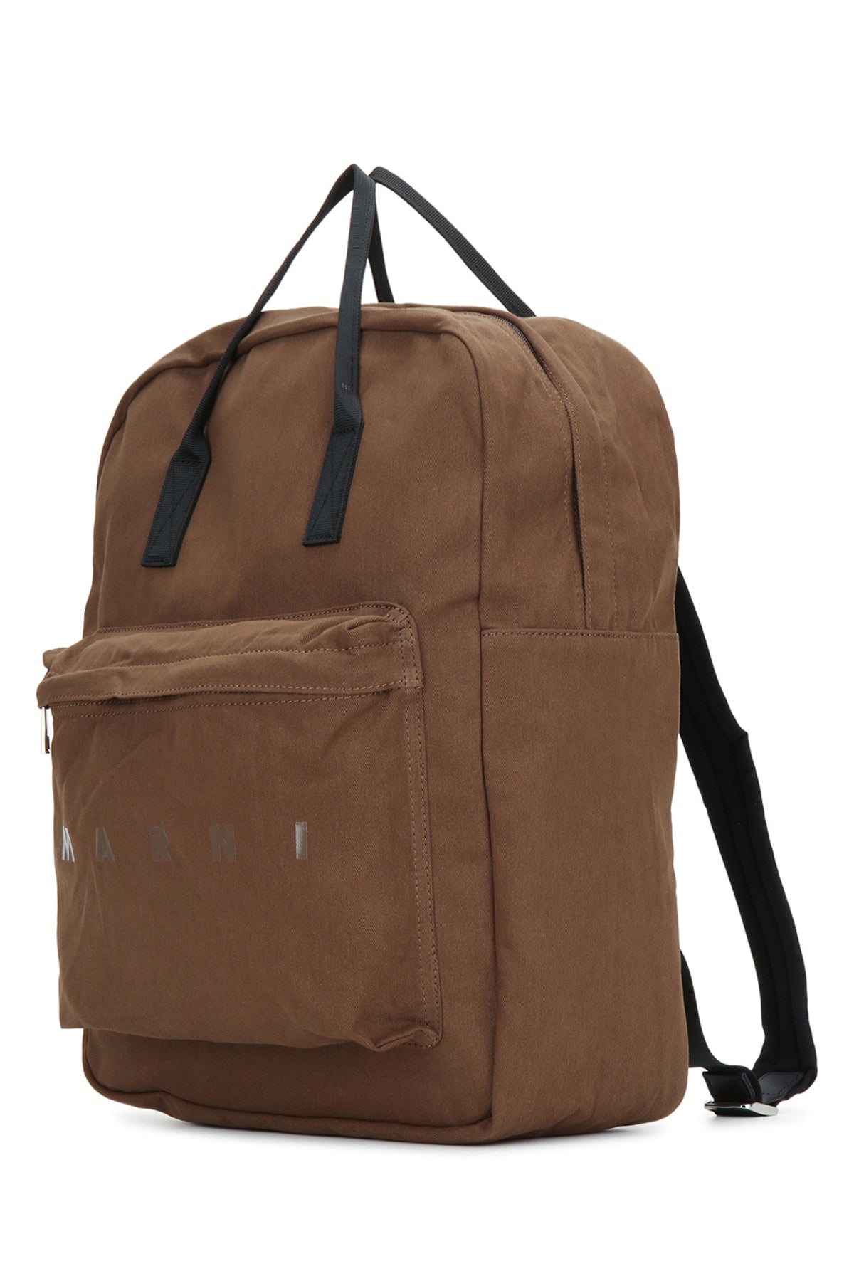 Marni Kids Logo Cotton-Blend Backpack — Brown, view 2