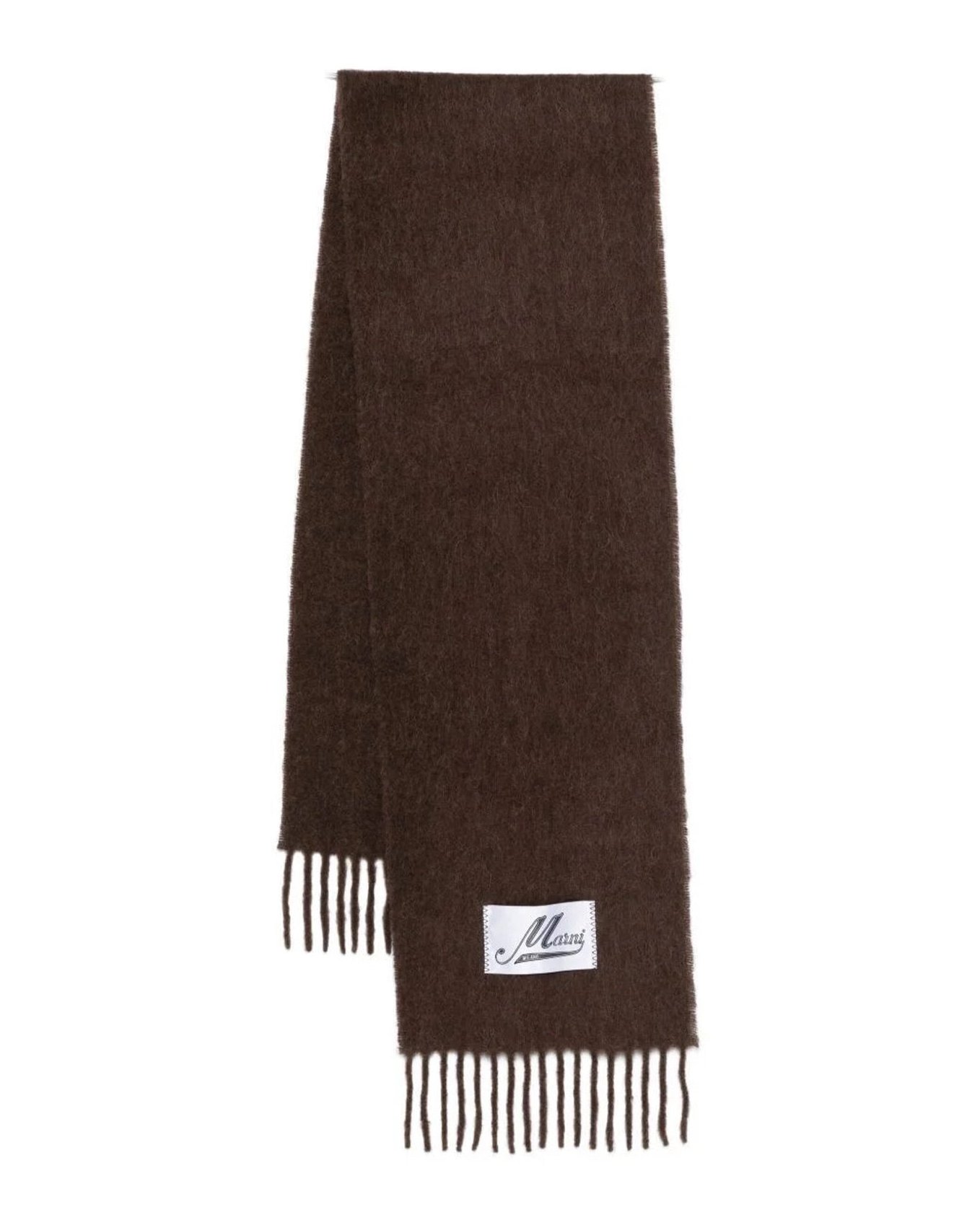 Marni Fringed Alpaca Scarf — Brown by Marni