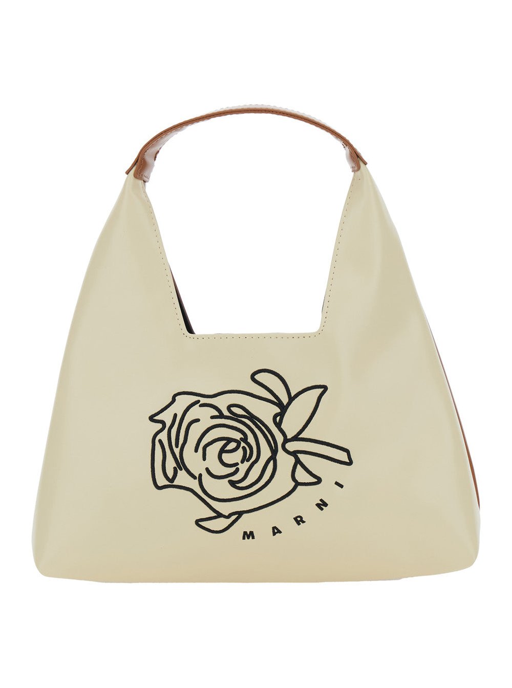 Marni Logo-Embroidered Ecoleather Shoulder Bag — Beige by Marni