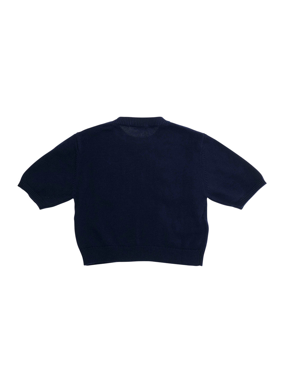 Marni Cotton Crew Neck with Pocket Detail Sweater — Navy, view 2
