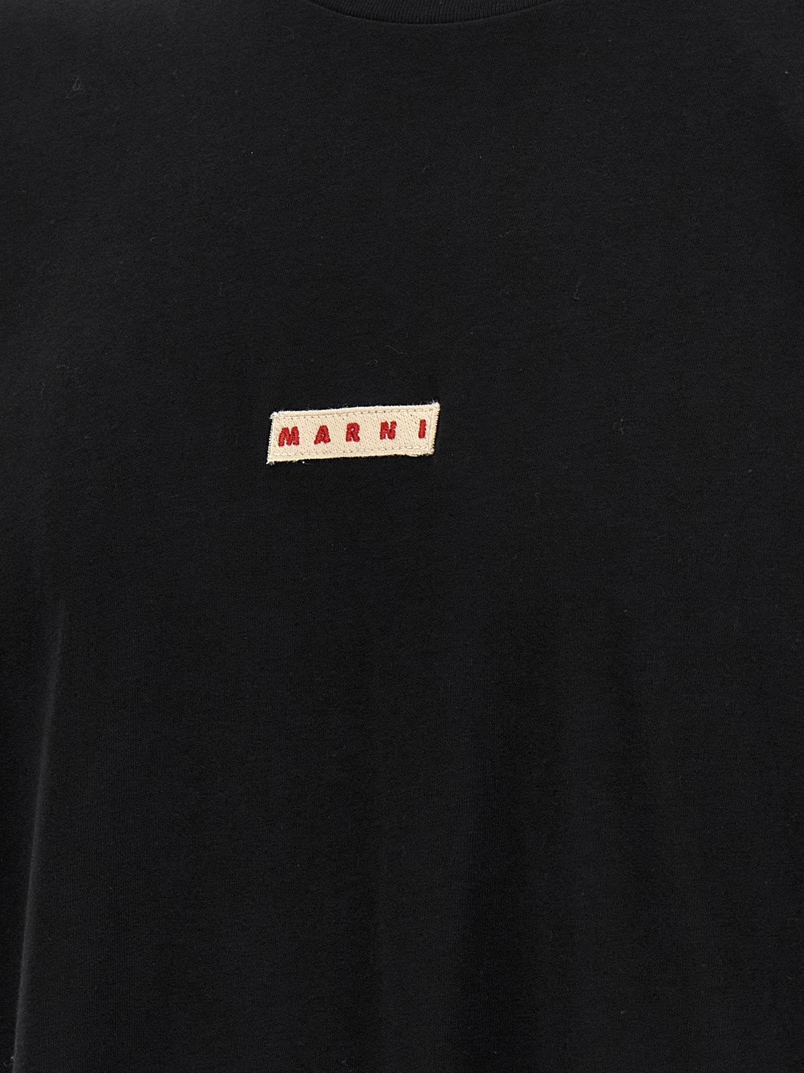 Marni Logo-Embroidered Cotton T-Shirt — Black, view 4