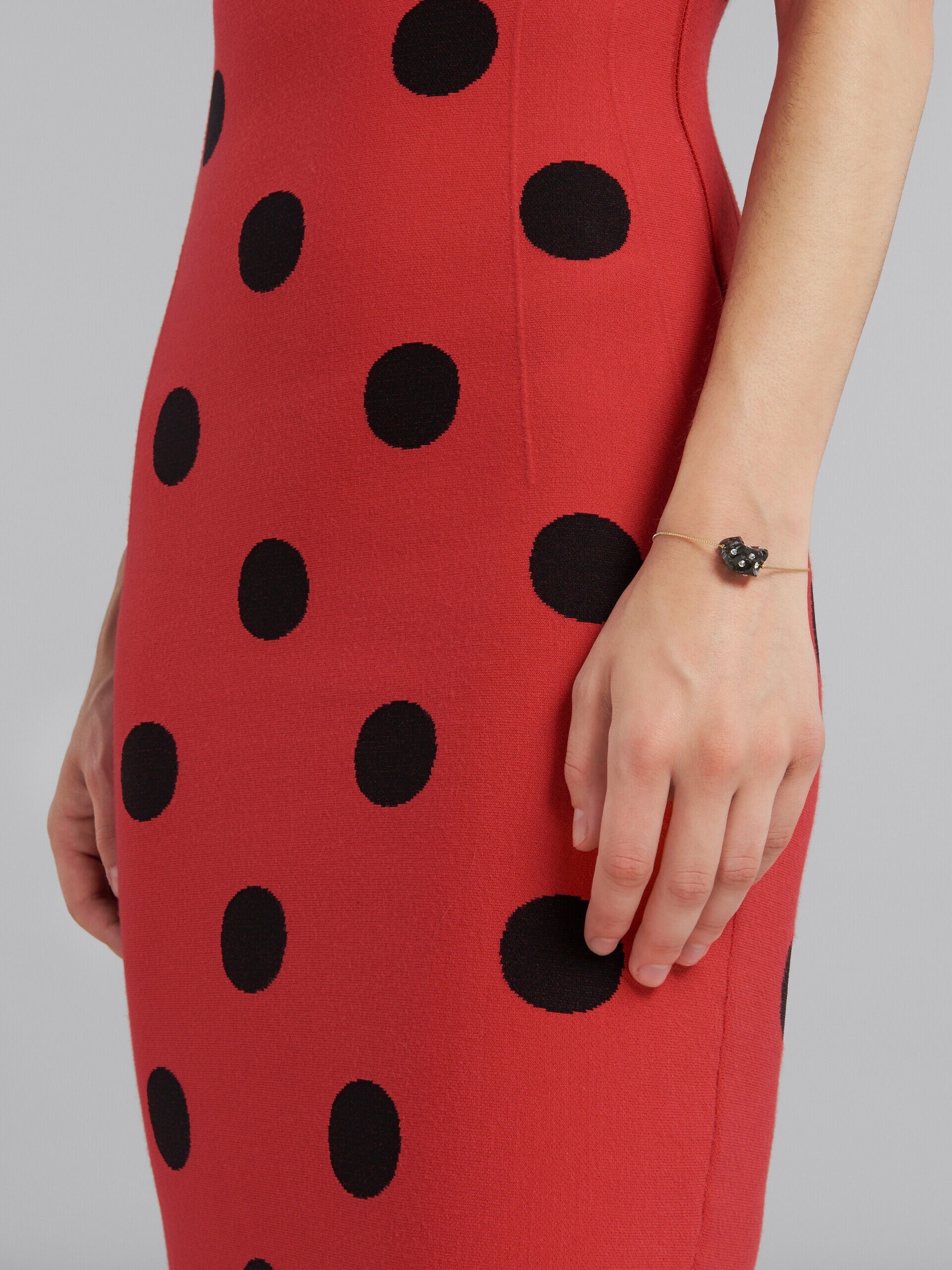 Marni Womens Gold Chain Bracelet With Black Stone Bijoux, view 2
