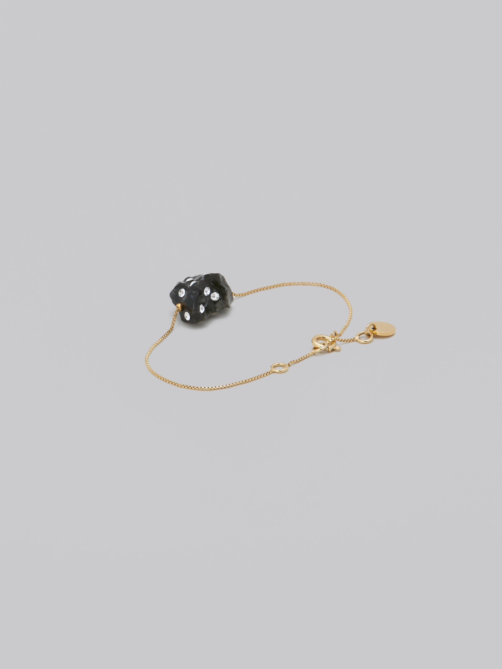 Marni Womens Gold Chain Bracelet With Black Stone Bijoux, view 3