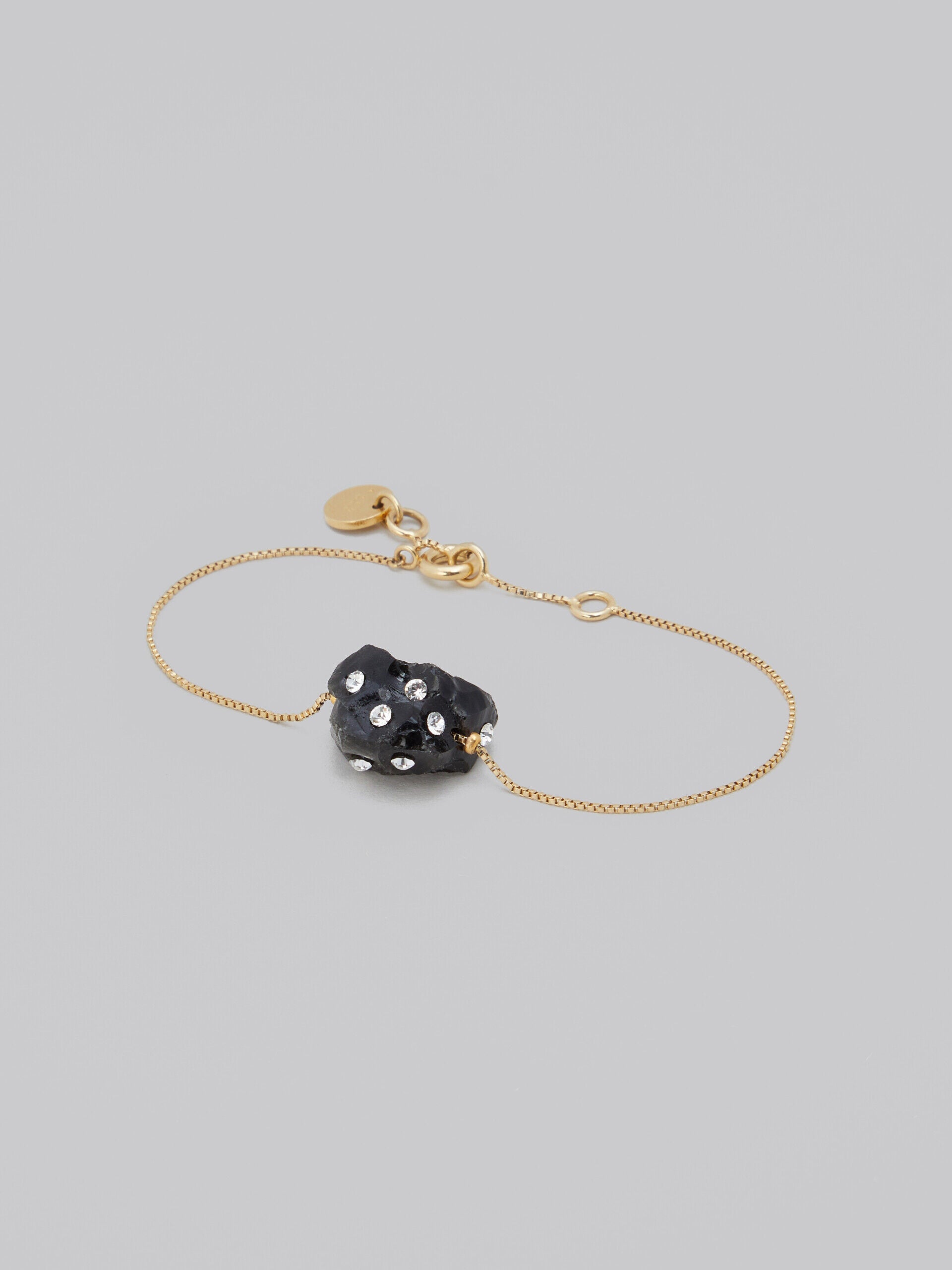 Marni Womens Gold Chain Bracelet With Black Stone Bijoux, view 4
