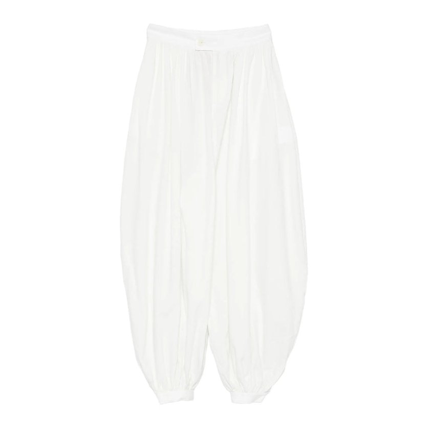 Marrakshi Life Gathered Cotton Trousers — White by Marrakshi Life