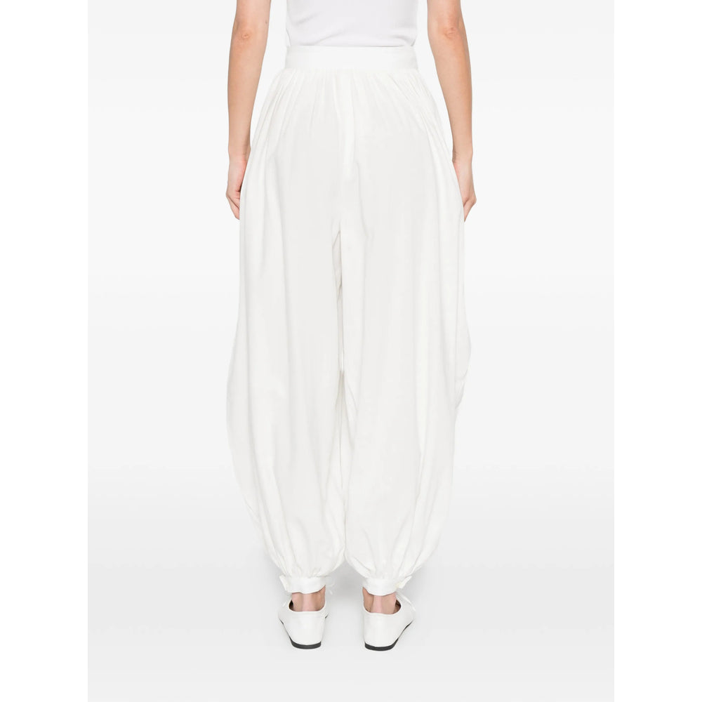 Marrakshi Life Gathered Cotton Trousers — White, view 2
