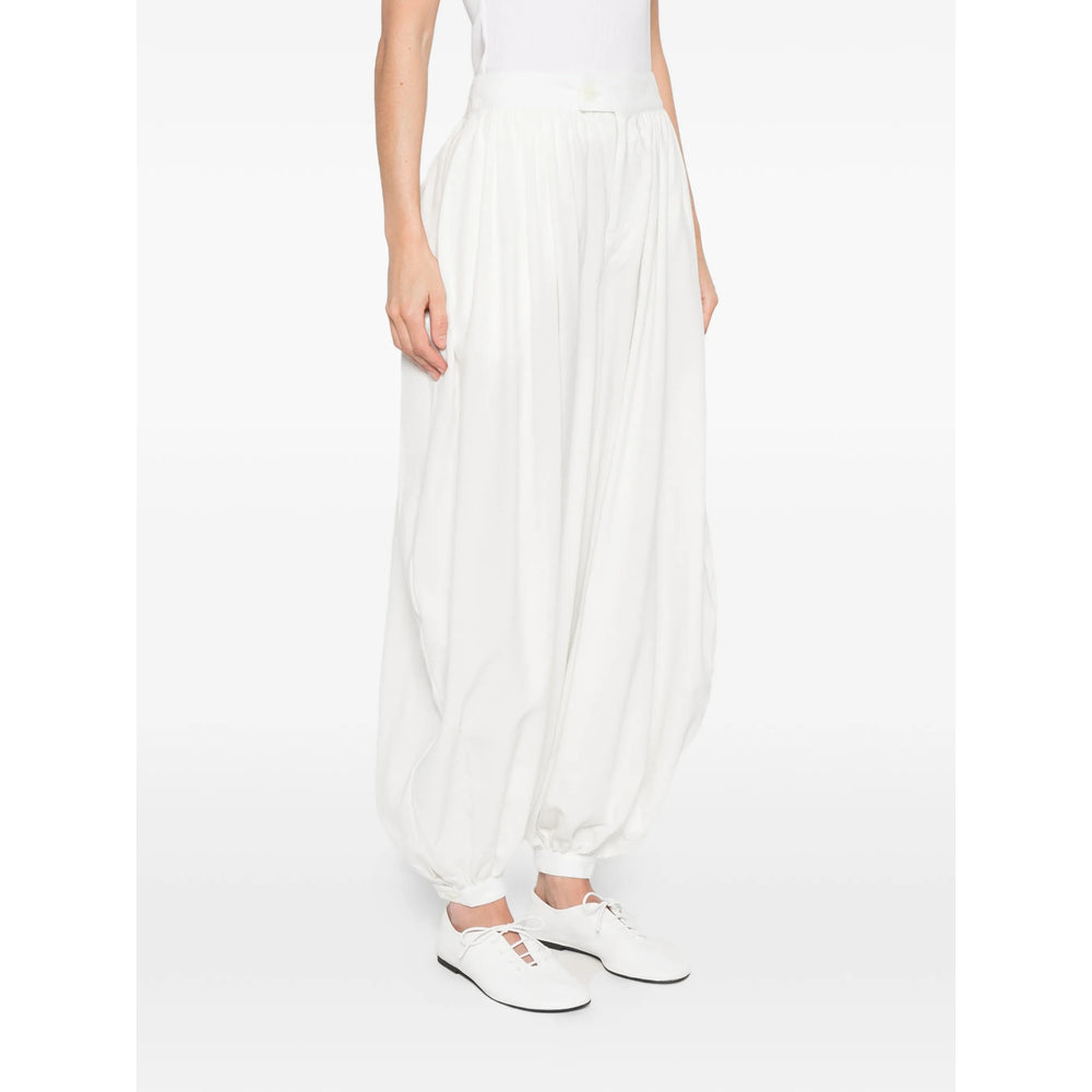 Marrakshi Life Gathered Cotton Trousers — White, view 4