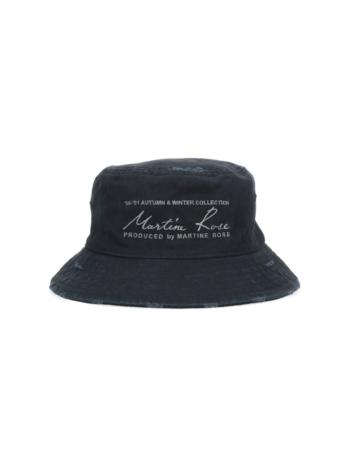 Martine Rose 1224WP13002 Logo-Embroidered Denim Bucket Hat — Black by Martine Rose