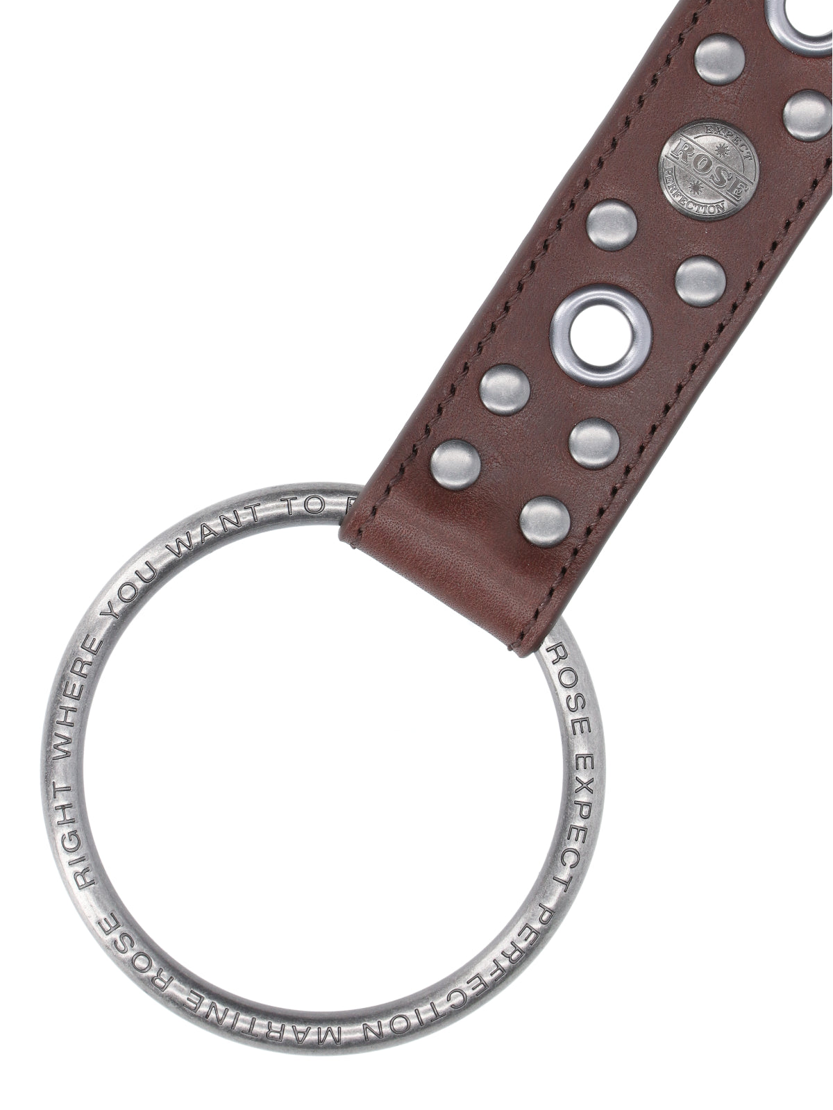 Martine Rose Studded Leather Key Case — Brown, view 3