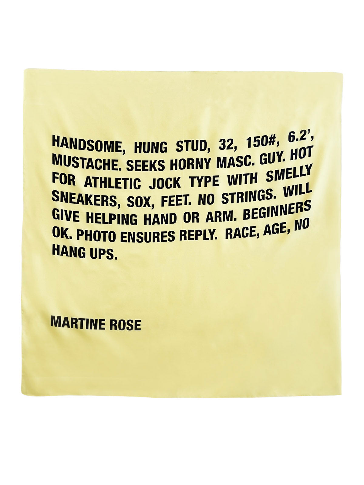 Martine Rose Printed Silk Square Scarf — Yellow, view 2