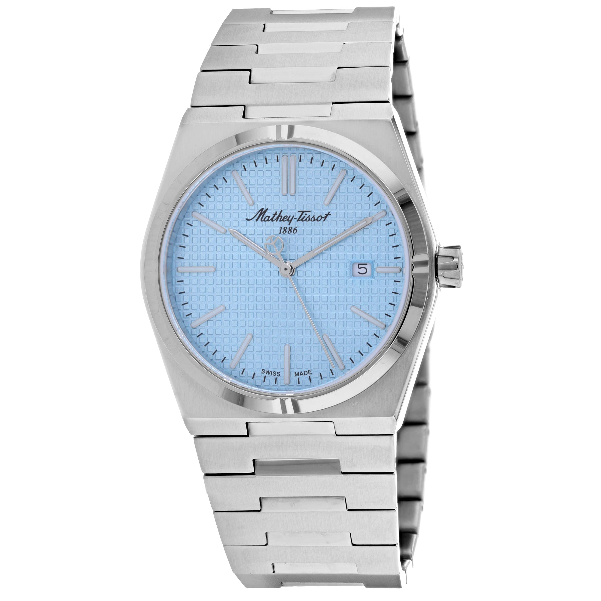 Mathey Tissot Stainless Steel with Blue Dial Watch — Blue by Mathey Tissot