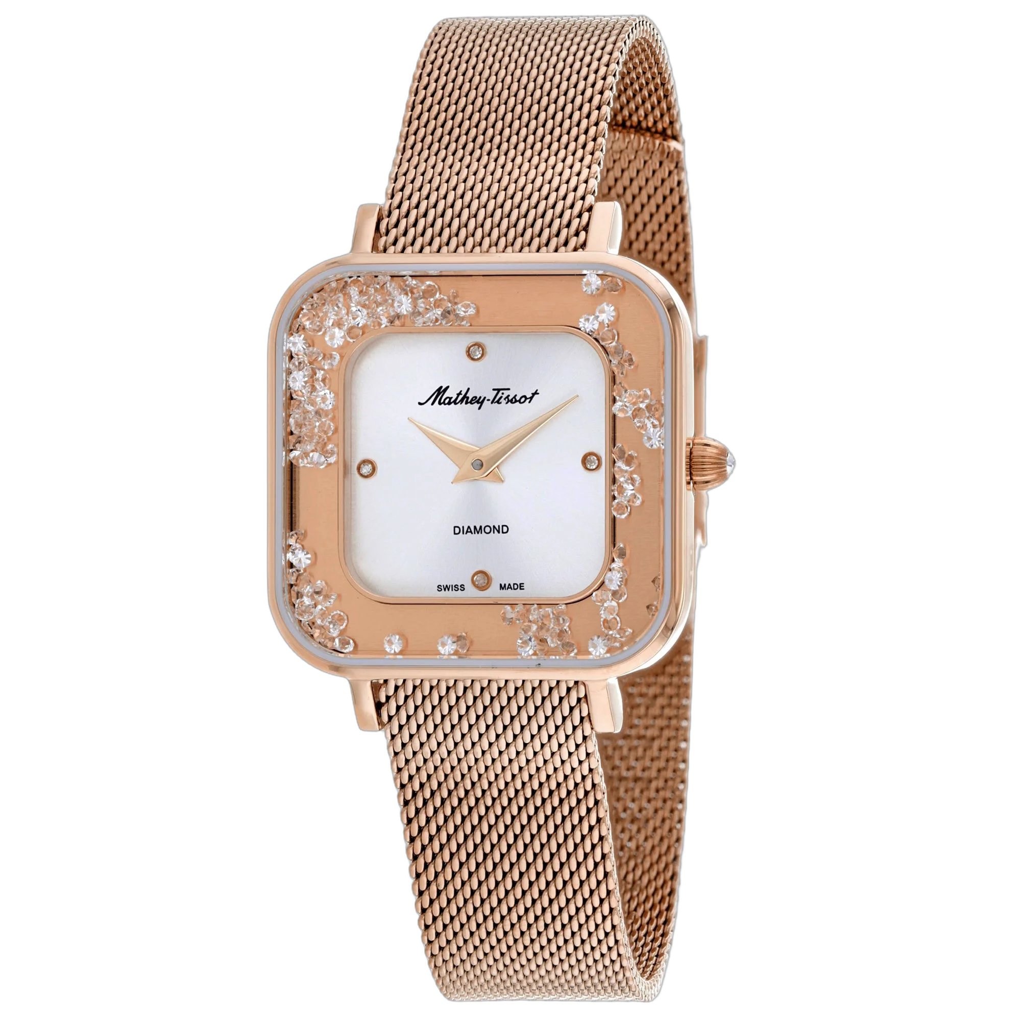Mathey Tissot Diamond-Bezel Watch — Rose gold by Mathey Tissot