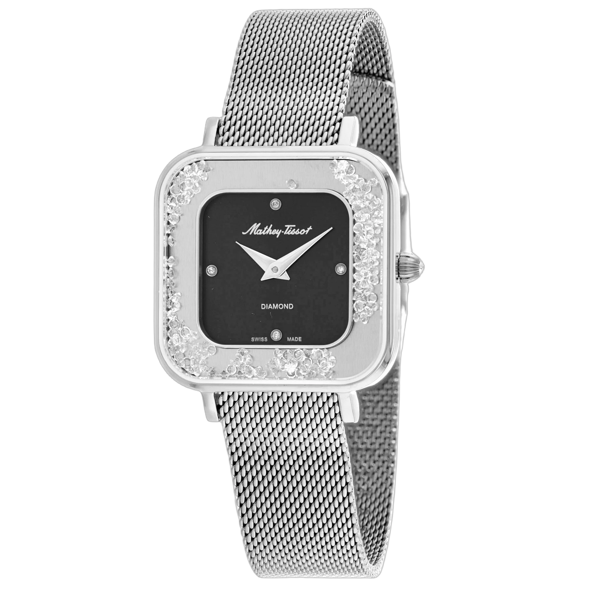 Mathey Tissot Diamond-Set Watch — Silver by Mathey Tissot