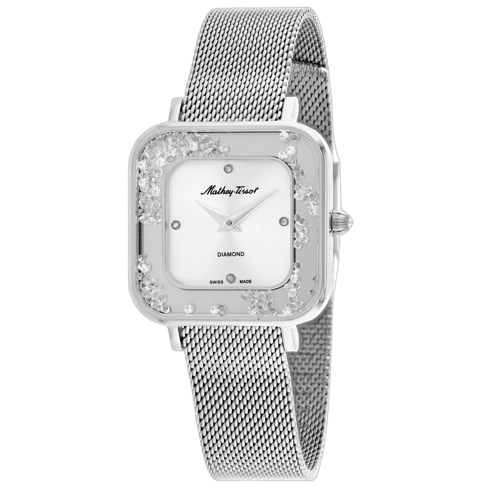 Mathey Tissot Diamond-Set Watch — Silver by Mathey Tissot