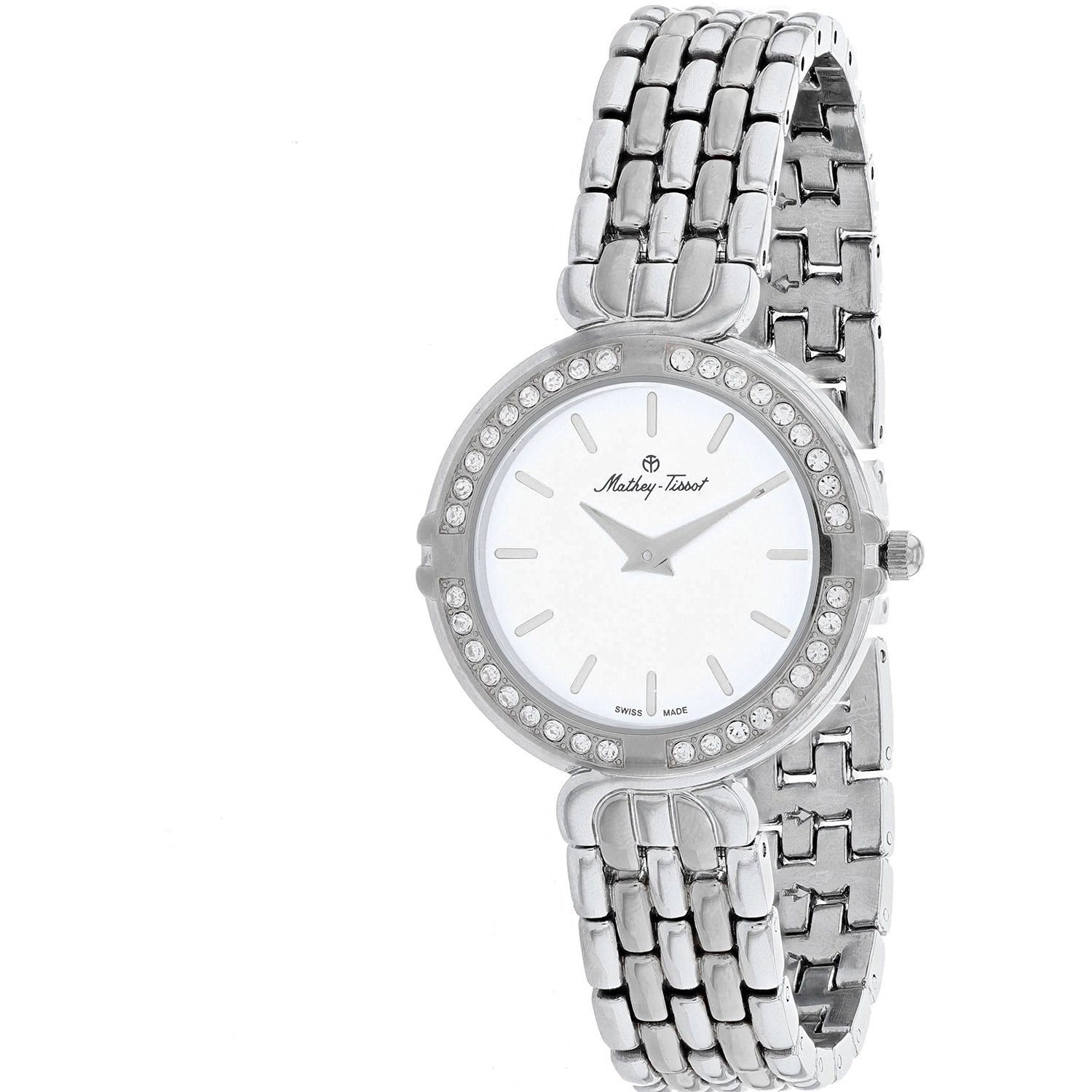 Mathey Tissot Diamond-Set Stainless Steel Watch — Silver by Mathey Tissot