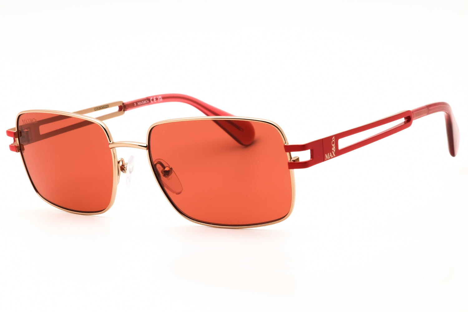 Max & Co MO0090 Rectangular Metal Sunglasses — Red by Max & Co