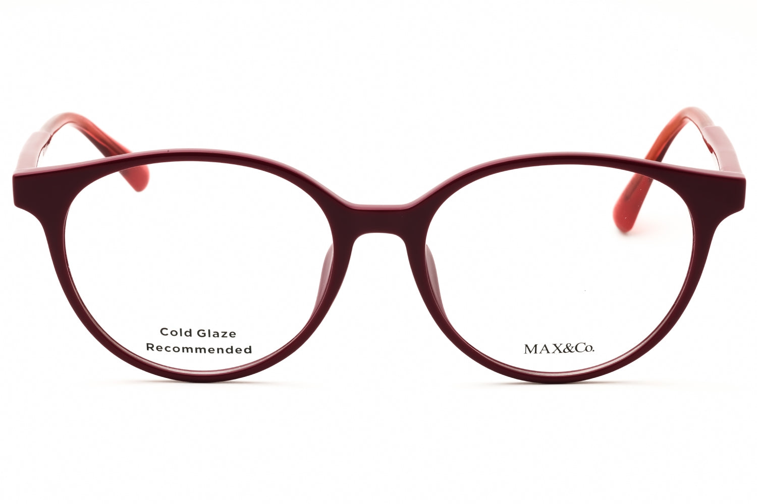 Max & Co MO5053 Round Injected Propionate Eyeglasses — Burgundy, view 2