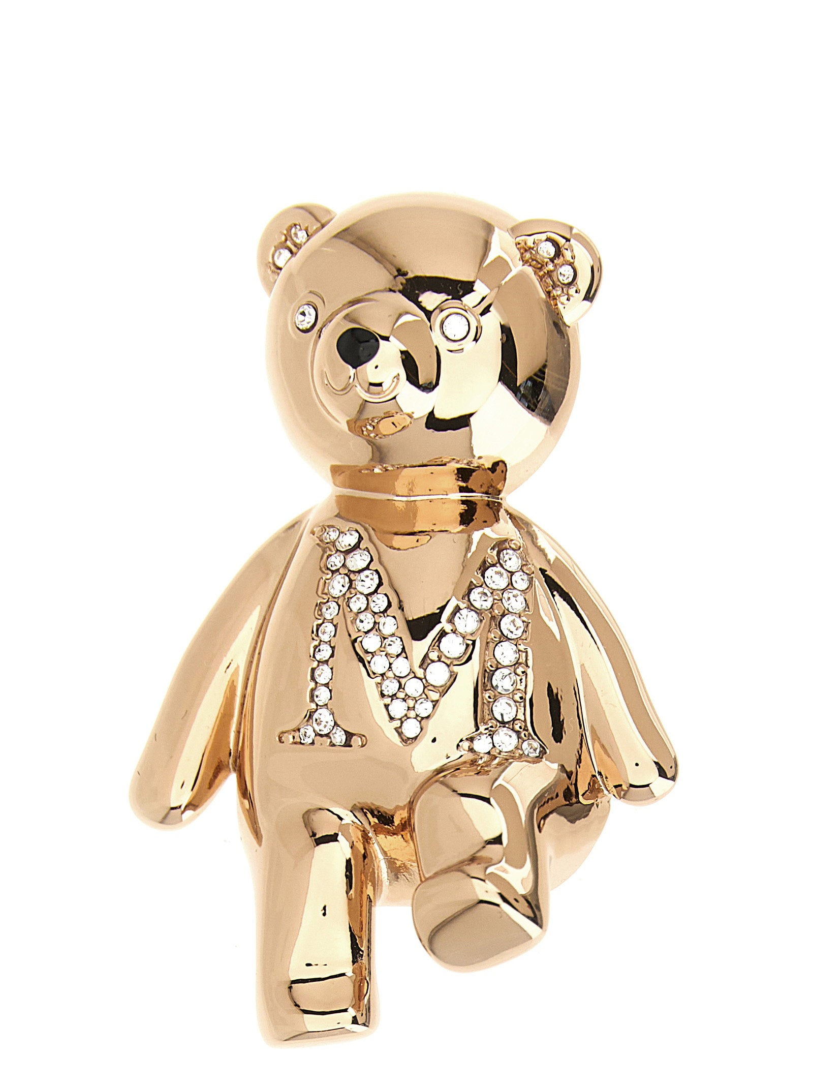 Max Mara Crystal-Embellished Bear Brooch — Gold by Max Mara