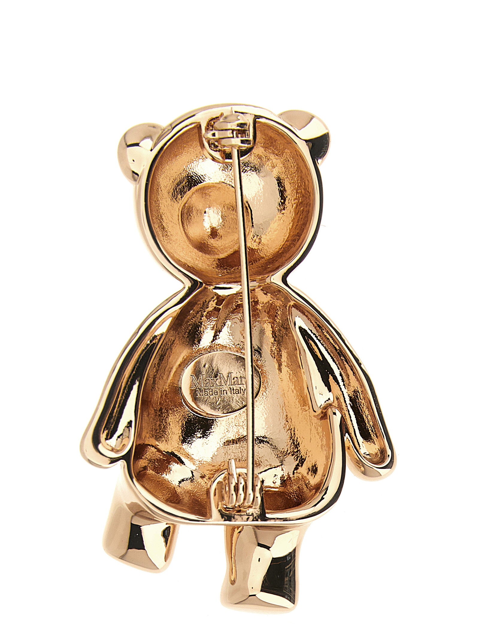 Max Mara Crystal-Embellished Bear Brooch — Gold, view 2