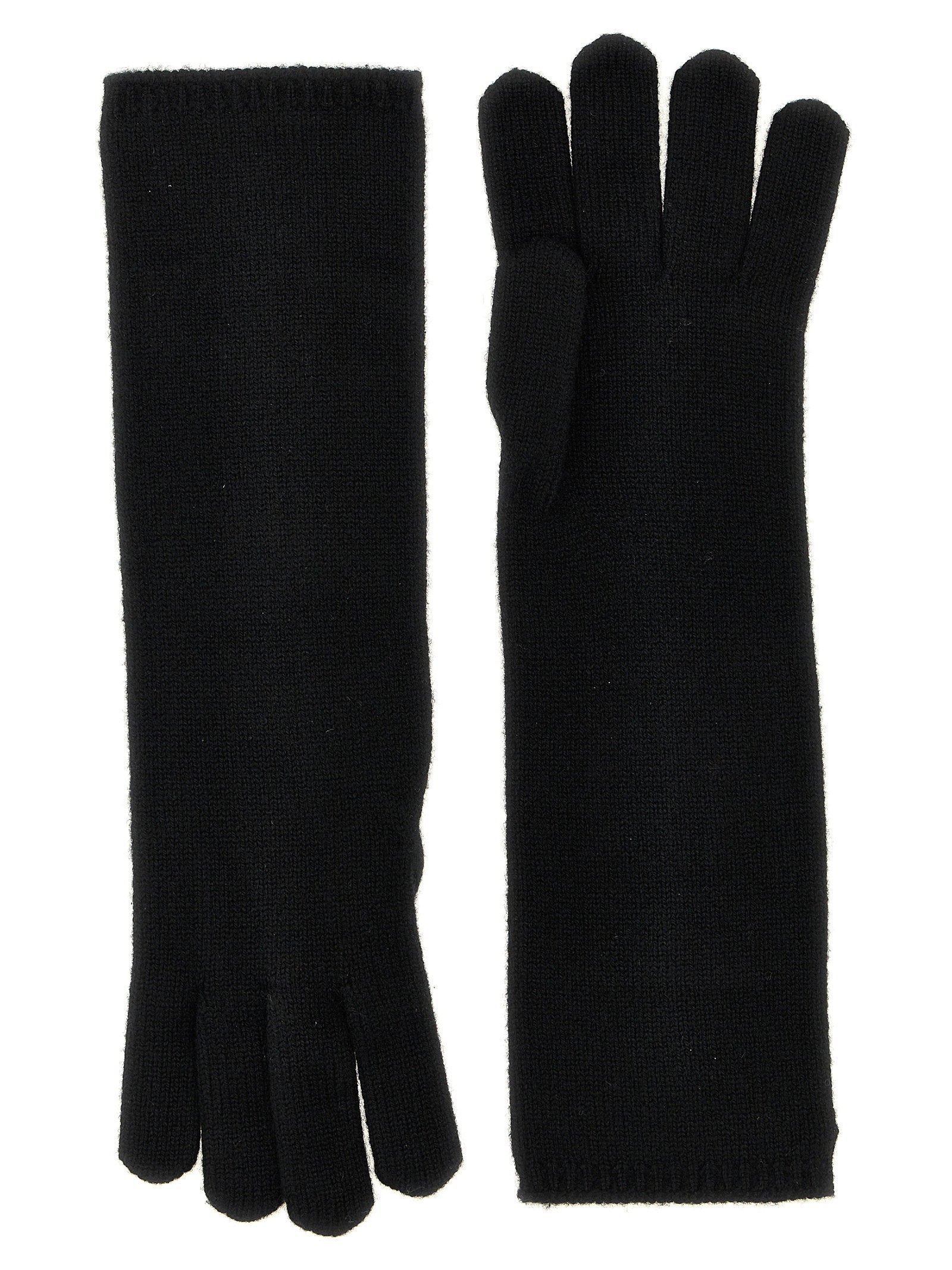 Max Mara Cashmere Knit Gloves — Black by Max Mara