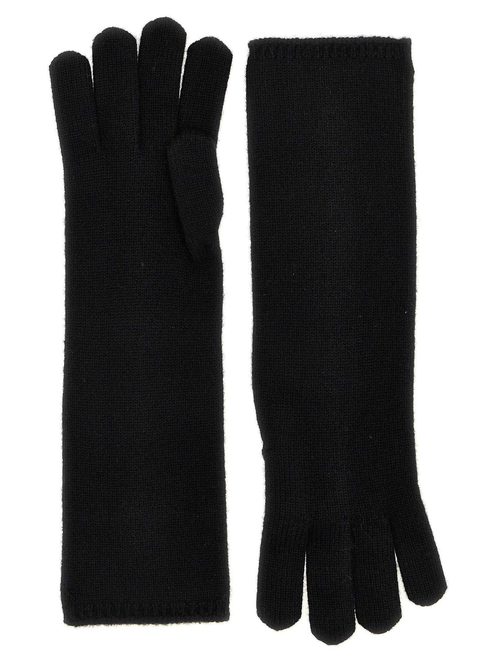 Max Mara Cashmere Knit Gloves — Black, view 2