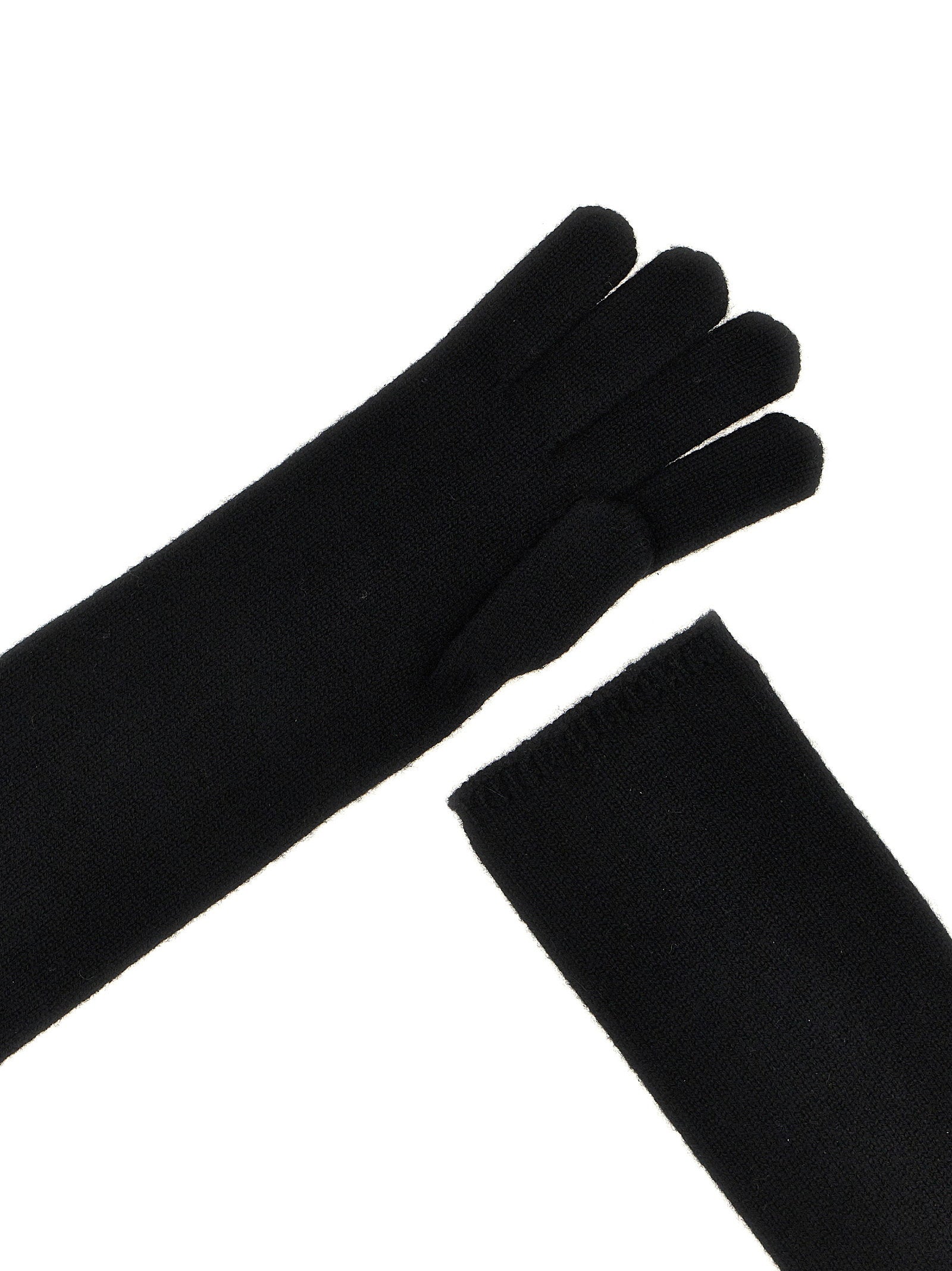 Max Mara Cashmere Knit Gloves — Black, view 3