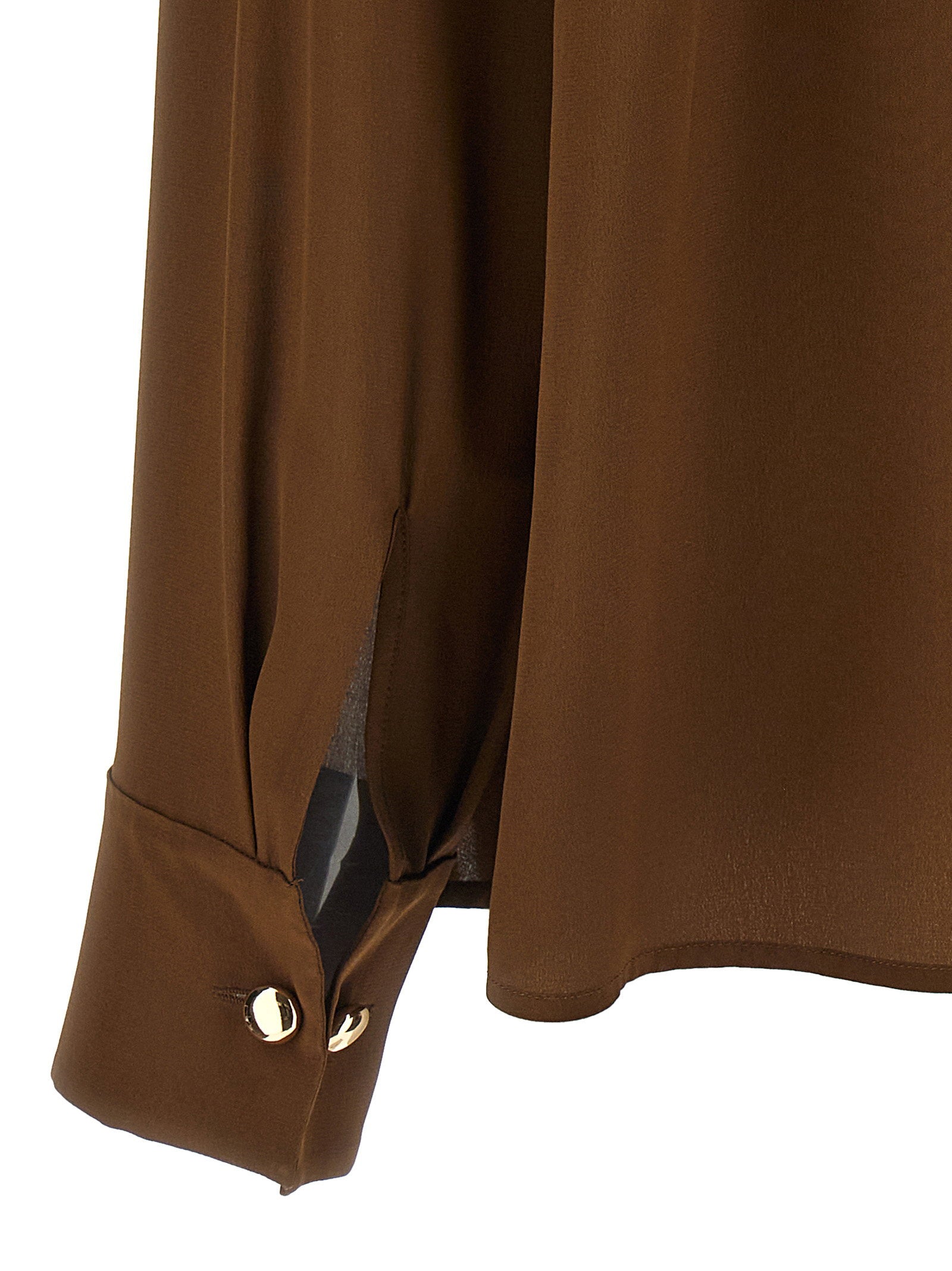 Max Mara Studio Ruffled Silk Crêpe Blouse — Brown, view 4