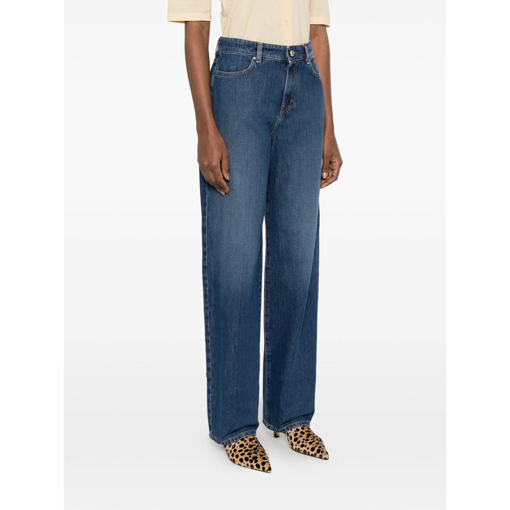 Max Mara Studio Straight-Leg Cotton Jeans — Blue, view 2