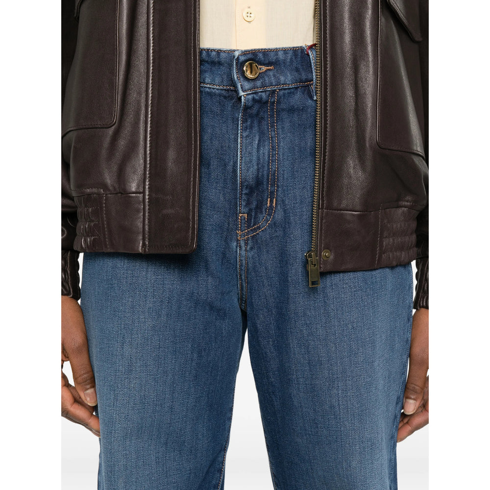 Max Mara Studio Straight-Leg Cotton Jeans — Blue, view 3