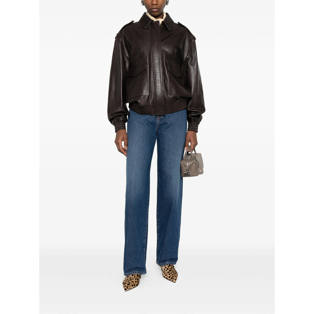 Max Mara Studio Straight-Leg Cotton Jeans — Blue, view 4