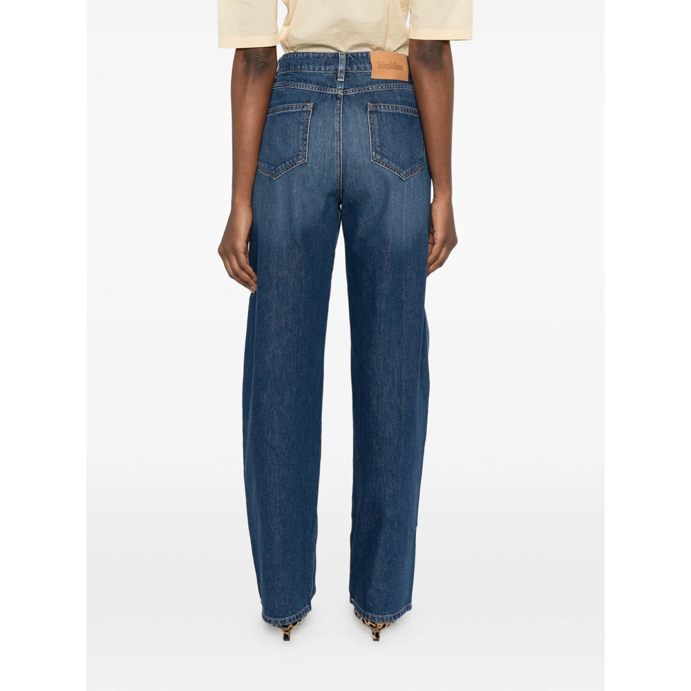 Max Mara Studio Straight-Leg Cotton Jeans — Blue, view 5