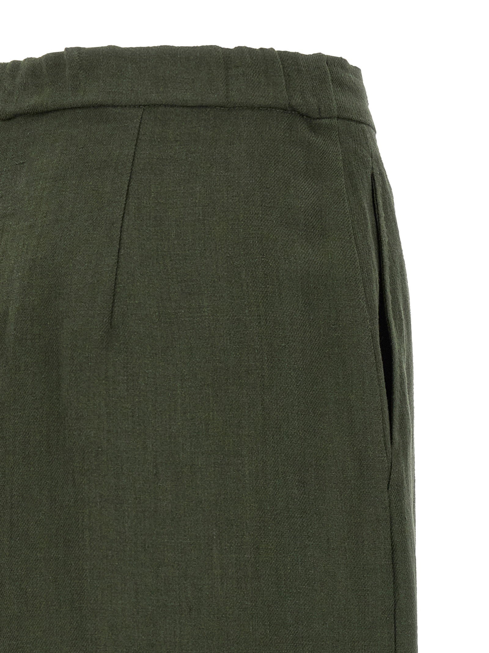 Max Mara Studio Pure Linen Wide-Leg Trousers — Olive, view 4