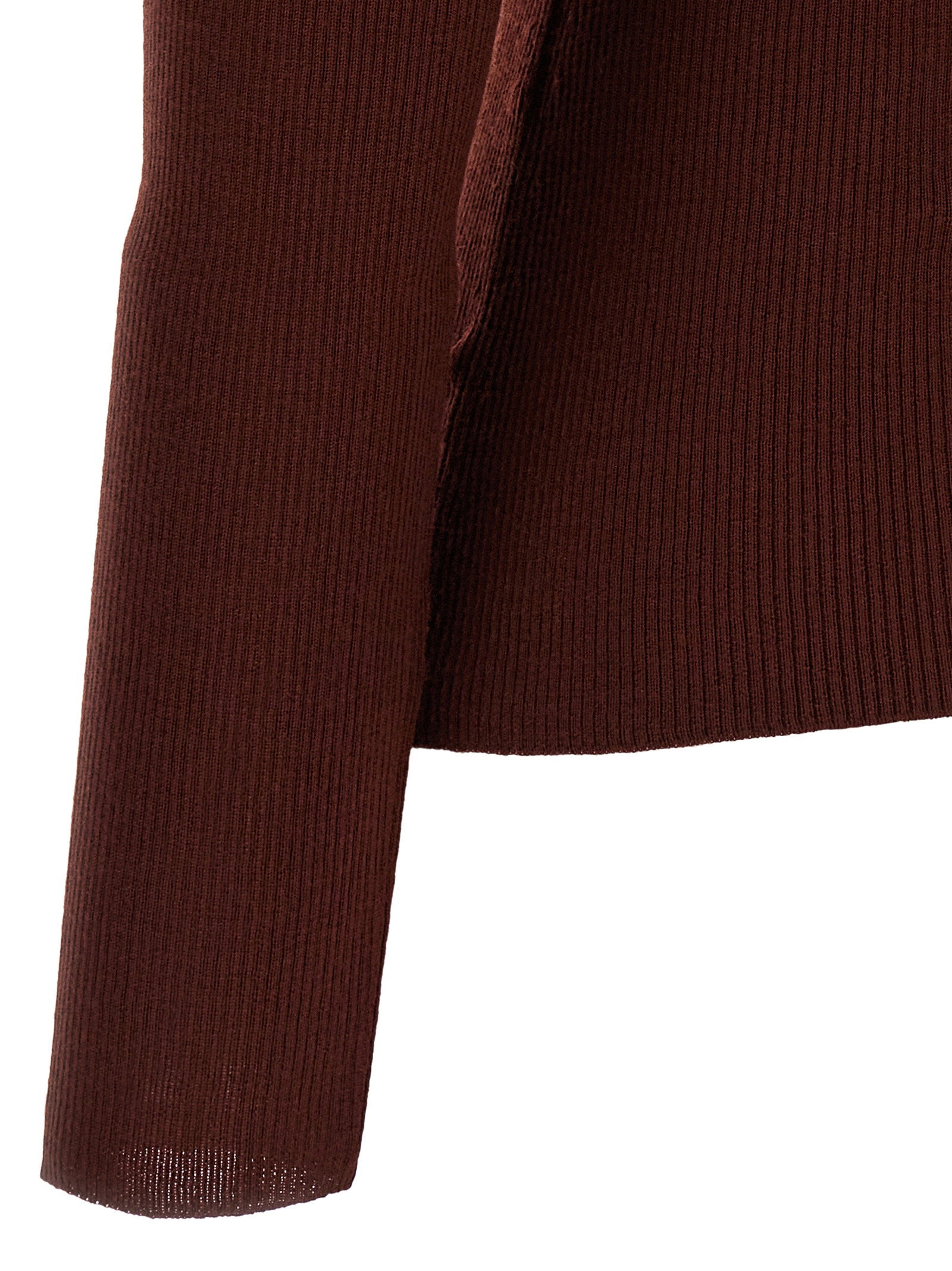 Max Mara Virgin Wool Ribbed Turtleneck — Burgundy, view 4